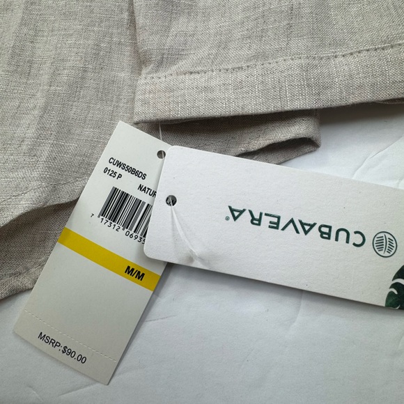 Cubavera Shirt Men Medium Off White 100%‎ Linen Classic Solid Relax Beach Summer - Picture 12 of 14